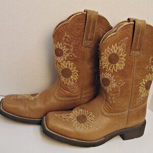 Ariat Womens Cowboy Boots Blossom Sunflower Sz 8.5 Sq Toe